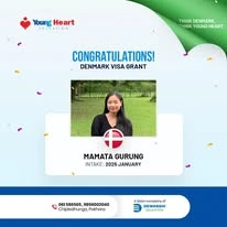 Young Heart congratulatory student visa post