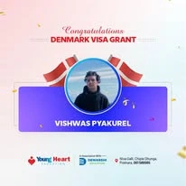 Young Heart congratulatory student visa post