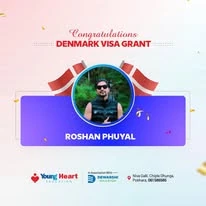Young Heart congratulatory student visa post