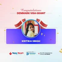 Young Heart congratulatory student visa post