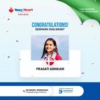 Young Heart congratulatory student visa post