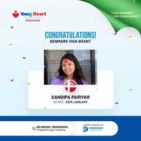 Young Heart congratulatory student visa post