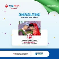 Young Heart congratulatory student visa post